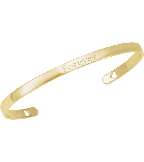 Brc892 14K Yellow Heart Polished Engravable Cuff Bracelet