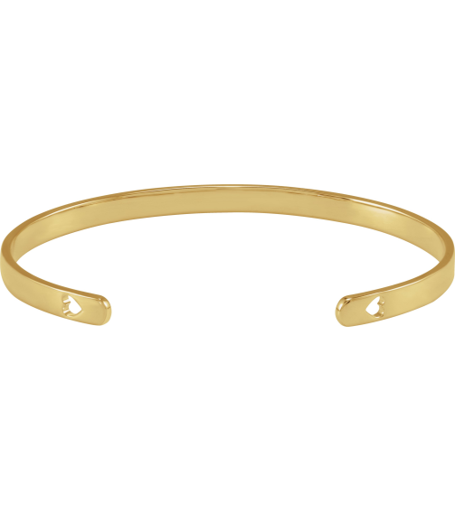 Brc892 14K Yellow Heart Polished Engravable Cuff Bracelet