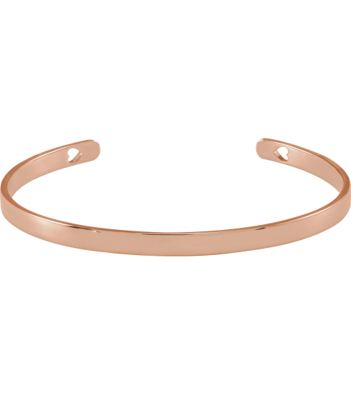 Brc892 14K Rose Heart Polished Engravable Cuff Bracelet