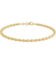Brc956 Bracelet 14K Yellow 7 In Polished Beaded Bracelet With Lobster Clasp