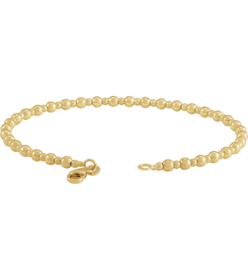 Brc956 Bracelet 14K Yellow 7 In Polished Beaded Bracelet With Lobster Clasp