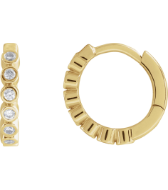 88534 Earring Set 14K Yellow 12.24 Mm 2.2 Mm Natural Diamond Round 1.5Mm 15 Ctw I1, Gh Pair Hinged Polished 15 Ctw Natural Diamond Bezel-Set Hinged Hoop Earrings