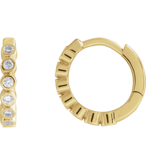 88534 Earring Set 14K Yellow 12.24 Mm 2.2 Mm Natural Diamond Round 1.5Mm 15 Ctw I1, Gh Pair Hinged Polished 15 Ctw Natural Diamond Bezel-Set Hinged Hoop Earrings