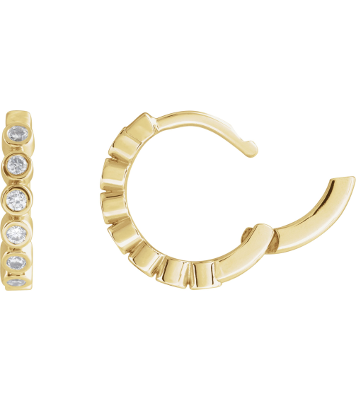 88534 Earring Set 14K Yellow 12.24 Mm 2.2 Mm Natural Diamond Round 1.5Mm 15 Ctw I1, Gh Pair Hinged Polished 15 Ctw Natural Diamond Bezel-Set Hinged Hoop Earrings
