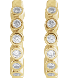 88534 Earring Set 14K Yellow 12.24 Mm 2.2 Mm Natural Diamond Round 1.5Mm 15 Ctw I1, Gh Pair Hinged Polished 15 Ctw Natural Diamond Bezel-Set Hinged Hoop Earrings