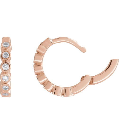 88534 Earring Set 14K Rose 12.24 Mm 2.2 Mm Natural Diamond Round 1.5Mm 15 Ctw I1, Gh Pair Hinged Polished 15 Ctw Natural Diamond Bezel-Set Hinged Hoop Earrings