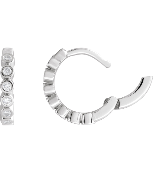88534 Earring Set Platinum 12.24 Mm 2.2 Mm Natural Diamond Round 1.5Mm 15 Ctw Si2-Si3, Gh Pair Hinged Polished 15 Ctw Natural Diamond Bezel-Set Hinged Hoop Earrings