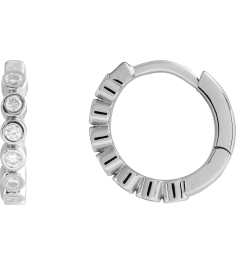 88534 Earring Set Sterling Silver 12.24 Mm 2.2 Mm Natural Diamond Round 1.5Mm 15 Ctw I1, Gh Pair Hinged Polished 15 Ctw Natural Diamond Bezel-Set Hinged Hoop Earrings