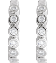 88534 Earring Set Sterling Silver 12.24 Mm 2.2 Mm Natural Diamond Round 1.5Mm 15 Ctw I1, Gh Pair Hinged Polished 15 Ctw Natural Diamond Bezel-Set Hinged Hoop Earrings