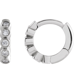 88534 Earring Set 14K White 10.25 Mm 2.2 Mm Natural Diamond Round 1.5Mm 18 Ctw I1, Gh Pair Hinged Polished 18 Ctw Natural Diamond Bezel-Set Hinged Hoop Earrings