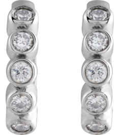 88534 Earring Set 14K White 10.25 Mm 2.2 Mm Natural Diamond Round 1.5Mm 18 Ctw I1, Gh Pair Hinged Polished 18 Ctw Natural Diamond Bezel-Set Hinged Hoop Earrings