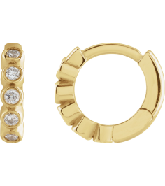 88534 Earring Set 14K Yellow 10.25 Mm 2.2 Mm Natural Diamond Round 1.5Mm 18 Ctw I1, Gh Pair Hinged Polished 18 Ctw Natural Diamond Bezel-Set Hinged Hoop Earrings