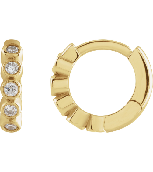 88534 Earring Set 14K Yellow 10.25 Mm 2.2 Mm Natural Diamond Round 1.5Mm 18 Ctw I1, Gh Pair Hinged Polished 18 Ctw Natural Diamond Bezel-Set Hinged Hoop Earrings