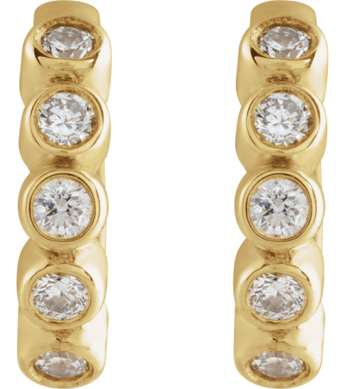 88534 Earring Set 14K Yellow 10.25 Mm 2.2 Mm Natural Diamond Round 1.5Mm 18 Ctw I1, Gh Pair Hinged Polished 18 Ctw Natural Diamond Bezel-Set Hinged Hoop Earrings