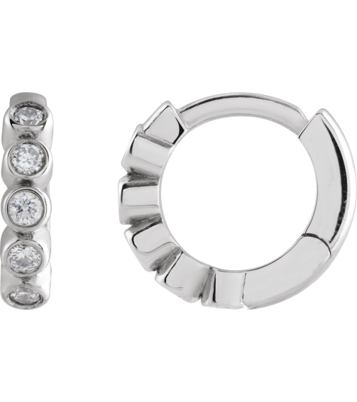 88534 Earring Set Sterling Silver 10.25 Mm 2.2 Mm Natural Diamond Round 1.5Mm 18 Ctw I1, Gh Pair Hinged Polished 18 Ctw Natural Diamond Bezel-Set Hinged Hoop Earrings