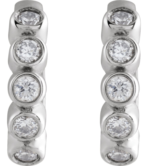 88534 Earring Set Sterling Silver 10.25 Mm 2.2 Mm Natural Diamond Round 1.5Mm 18 Ctw I1, Gh Pair Hinged Polished 18 Ctw Natural Diamond Bezel-Set Hinged Hoop Earrings