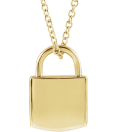 87184 Necklace 14K Yellow 8.5 X 5.5 Mm 16-18 In Polished Engravable Lock Necklace