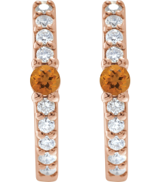 88567 Earring Set 14K Rose 13.6 Mm 2 Mm Natural Citrine Round 2Mm 18 Ctw I1, Gh Pair Hinged Polished Natural Citrine And 18 Ctw Natural Diamond Huggie Earrings