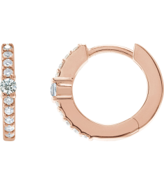 88567 Earring Set 14K Rose 13.6 Mm 2 Mm Natural Diamond Round 2Mm 16 Ctw I1, Gh Pair Hinged Polished 16 Ctw Natural Diamond Huggie Earrings
