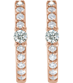88567 Earring Set 14K Rose 13.6 Mm 2 Mm Natural Diamond Round 2Mm 16 Ctw I1, Gh Pair Hinged Polished 16 Ctw Natural Diamond Huggie Earrings