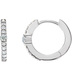 88567 Earring Set Sterling Silver 13.6 Mm 2 Mm Natural Diamond Round 2Mm 16 Ctw I1, Gh Pair Hinged Polished 16 Ctw Natural Diamond Huggie Earrings