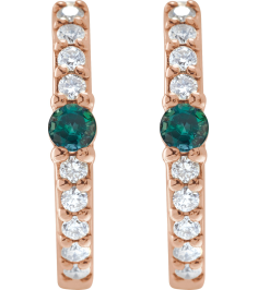 88567 Earring Set 14K Rose 13.6 Mm 2 Mm Natural Alexandrite Round 2Mm 18 Ctw I1, Gh Pair Hinged Polished Natural Alexandrite And 18 Ctw Natural Diamond Huggie Earrings