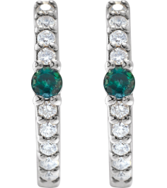 88567 Earring Set Sterling Silver 13.6 Mm 2 Mm Natural Alexandrite Round 2Mm 18 Ctw I1, Gh Pair Hinged Polished Natural Alexandrite And 18 Ctw Natural Diamond Huggie Earrings