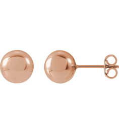 689073 14K Rose 8 Mm Pair Friction Backs Included Polished Ball Earrings