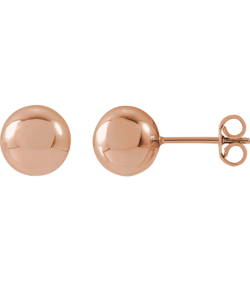689073 14K Rose 8 Mm Pair Friction Backs Included Polished Ball Earrings