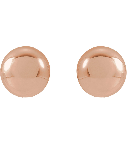 689073 14K Rose 8 Mm Pair Friction Backs Included Polished Ball Earrings