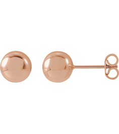 689073 14K Rose 7 Mm Pair Friction Backs Included Polished Ball Earrings