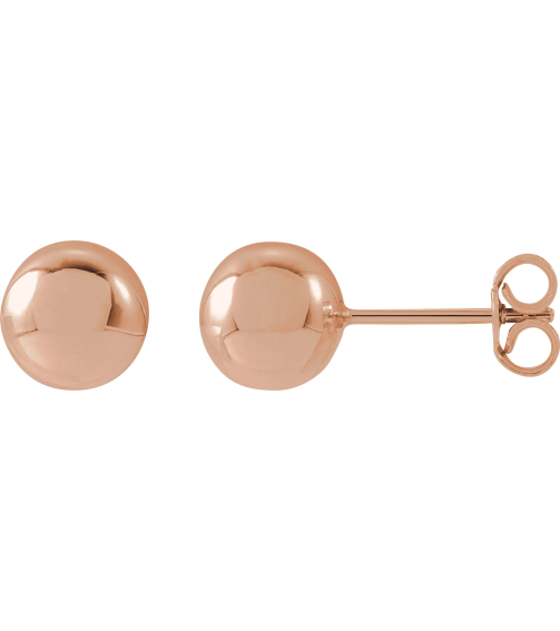 689073 14K Rose 7 Mm Pair Friction Backs Included Polished Ball Earrings