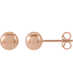 689073 14K Rose 6 Mm Pair Friction Backs Included Polished Ball Earrings