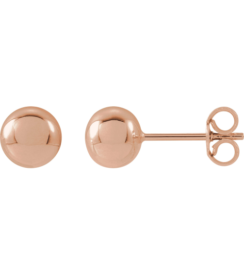 689073 14K Rose 6 Mm Pair Friction Backs Included Polished Ball Earrings