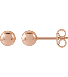 689073 14K Rose 5 Mm Pair Friction Backs Included Polished Ball Earrings