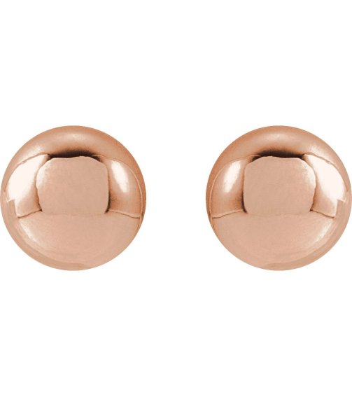 689073 14K Rose 5 Mm Pair Friction Backs Included Polished Ball Earrings