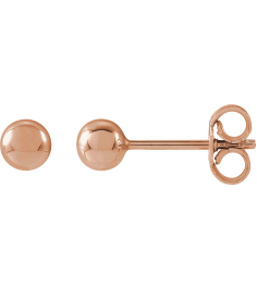 689073 14K Rose 4 Mm Pair Friction Backs Included Polished Ball Earrings