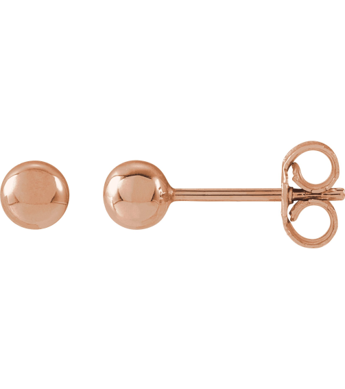 689073 14K Rose 4 Mm Pair Friction Backs Included Polished Ball Earrings