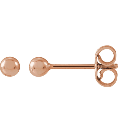 689073 14K Rose 3 Mm Pair Friction Backs Included Polished Ball Earrings