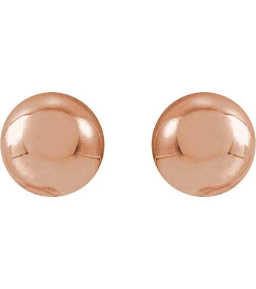 689073 14K Rose 3 Mm Pair Friction Backs Included Polished Ball Earrings