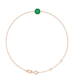 Brc935 Bracelet Set 14K Rose Round Lab-Grown Emerald 6 Mm 6 12-7 12 In Polished Lab-Grown Emerald Solitaire Bracelet