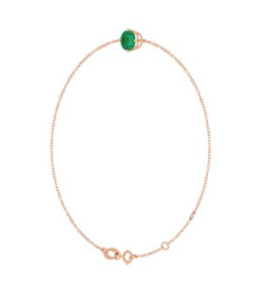 Brc935 Bracelet Set 14K Rose Round Lab-Grown Emerald 6 Mm 6 12-7 12 In Polished Lab-Grown Emerald Solitaire Bracelet