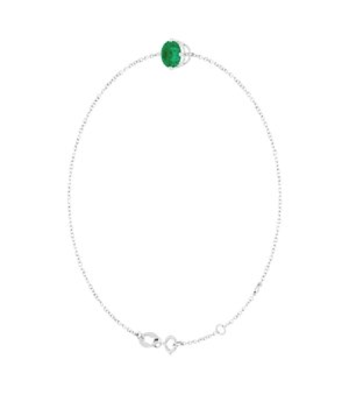 Brc935 Bracelet Set Platinum Round Lab-Grown Emerald 6 Mm 6 12-7 12 In Polished Lab-Grown Emerald Solitaire Bracelet