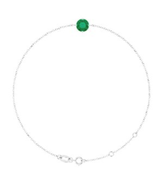Brc935 Bracelet Set 14K White Round Lab-Grown Emerald 6 Mm 6 12-7 12 In Polished Lab-Grown Emerald Solitaire Bracelet