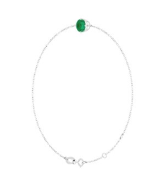 Brc935 Bracelet Set 14K White Round Lab-Grown Emerald 6 Mm 6 12-7 12 In Polished Lab-Grown Emerald Solitaire Bracelet