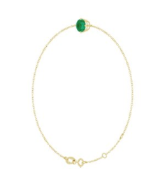 Brc935 Bracelet Set 14K Yellow Round Lab-Grown Emerald 6 Mm 6 12-7 12 In Polished Lab-Grown Emerald Solitaire Bracelet