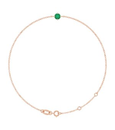 Brc935 Bracelet Set 14K Rose Round Lab-Grown Emerald 4 Mm 6 12-7 12 In Polished Lab-Grown Emerald Solitaire Bracelet