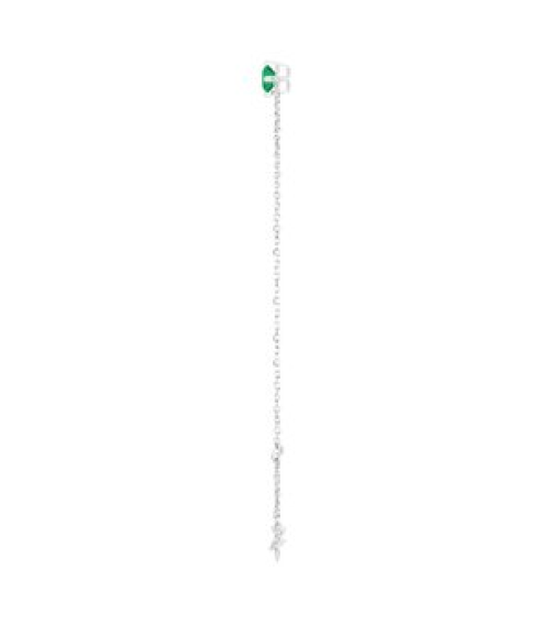 Brc935 Bracelet Set 14K White Round Lab-Grown Emerald 4 Mm 6 12-7 12 In Polished Lab-Grown Emerald Solitaire Bracelet