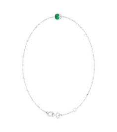 Brc935 Bracelet Set 14K White Round Lab-Grown Emerald 4 Mm 6 12-7 12 In Polished Lab-Grown Emerald Solitaire Bracelet