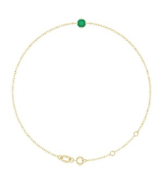 Brc935 Bracelet Set 14K Yellow Round Lab-Grown Emerald 4 Mm 6 12-7 12 In Polished Lab-Grown Emerald Solitaire Bracelet